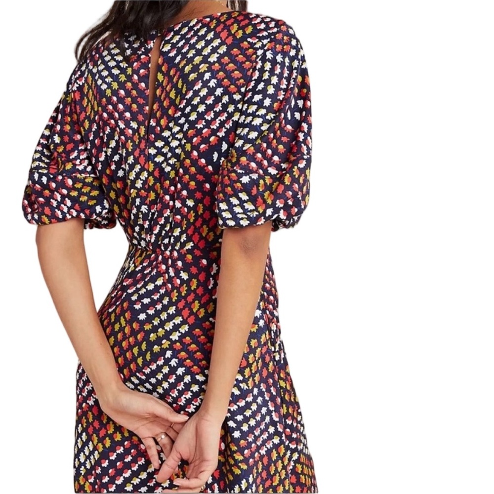 Anthropologie Maeve Melody Mini Dress Size Navy Floral Red White size 4P - Picture 3 of 12